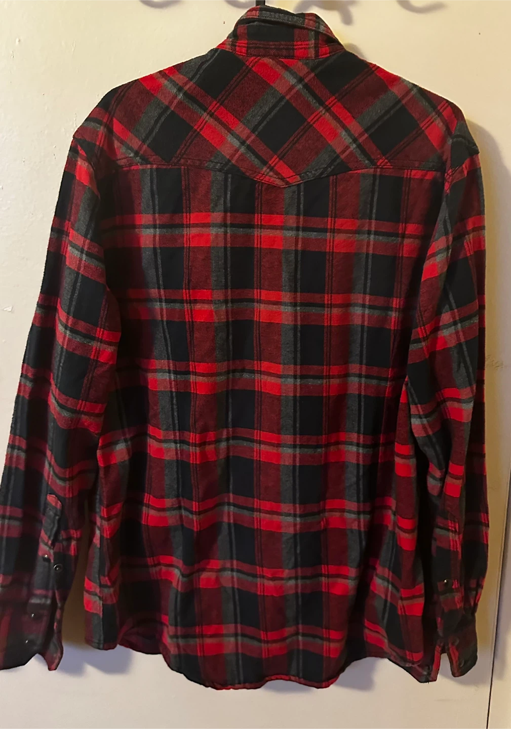 Red and black plaid button-up shirt - photo 2