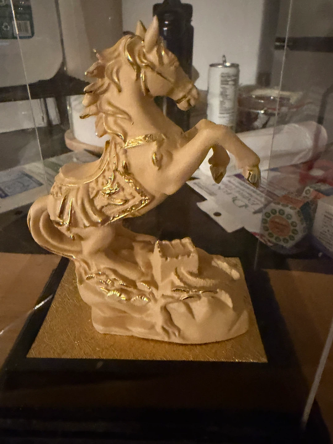 Decorative Gold Rearing Horse Statue - photo 2