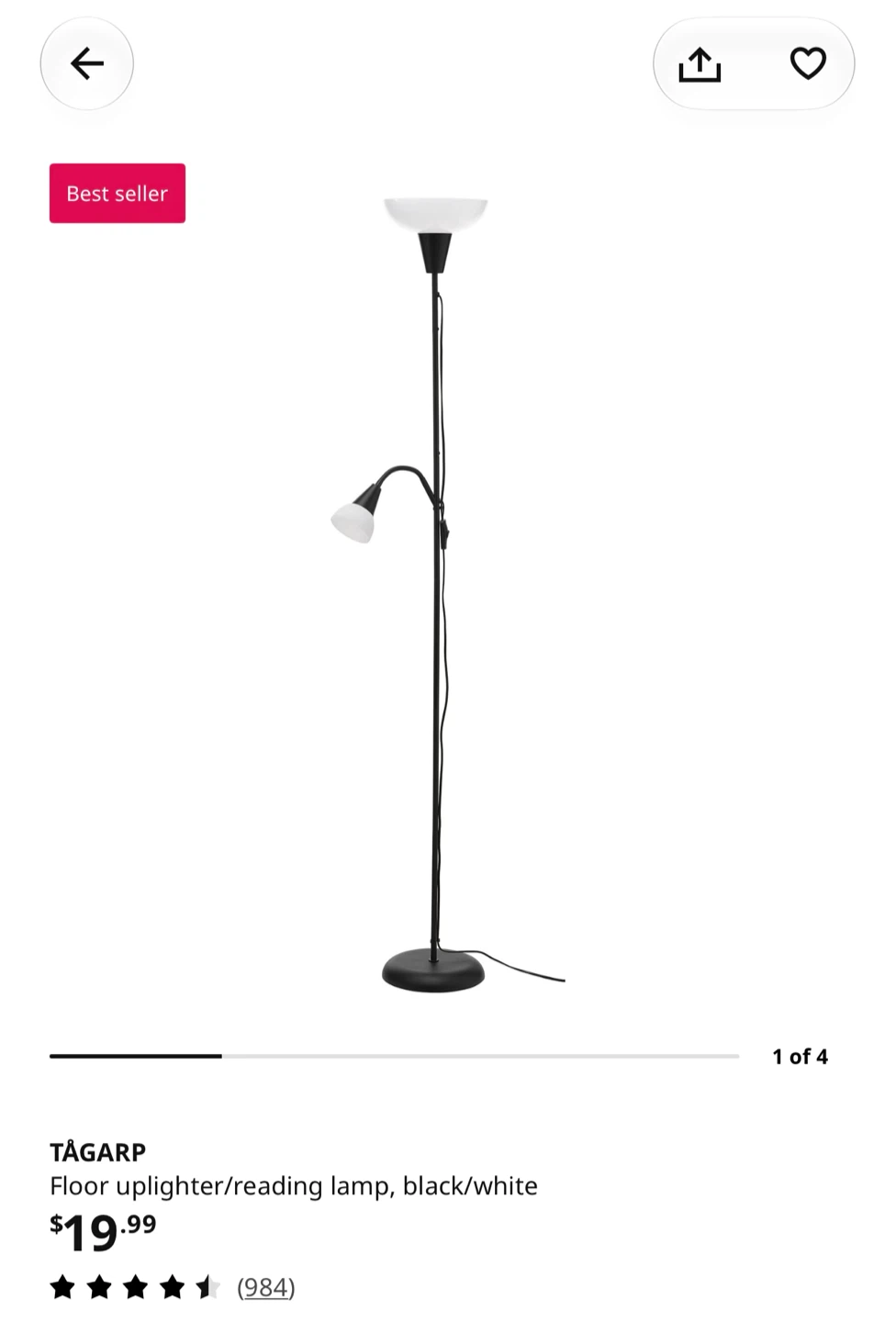 IKEA TAGARP Floor Uplighter/Reading Lamp - photo 2