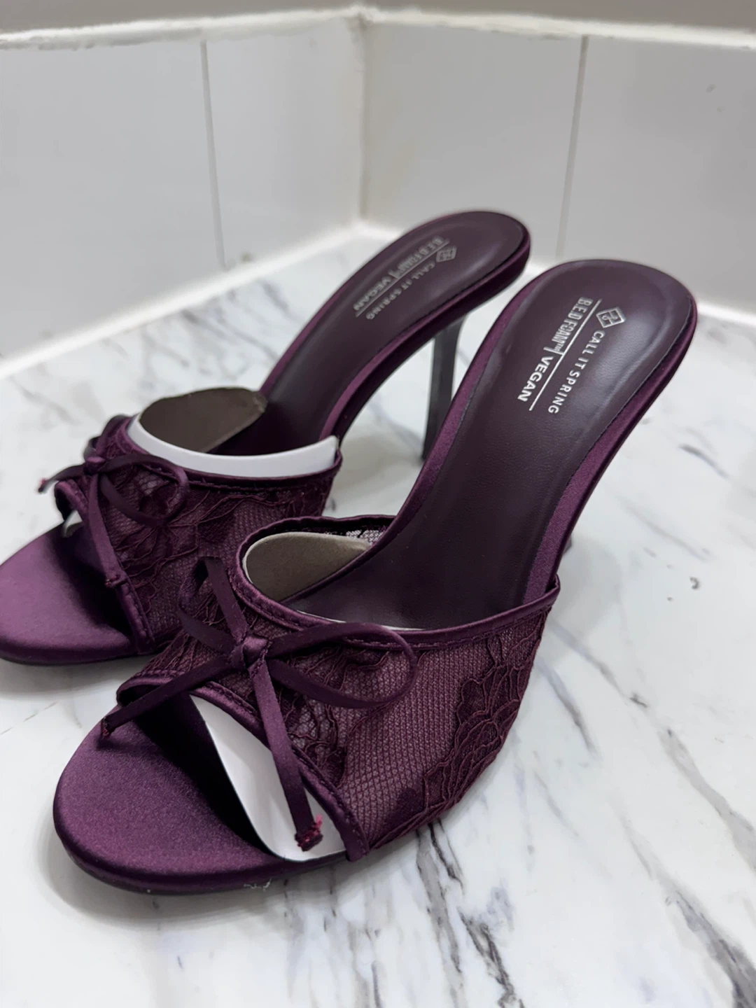 Call It Spring Plum Lace Heels Size 6.5