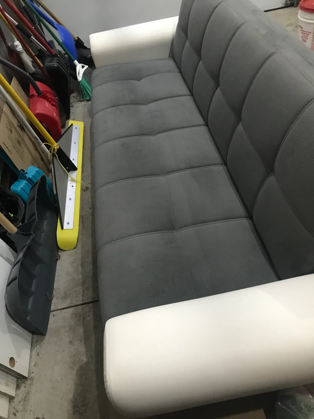 Bellona Grey Sofa Bed with White Armrests