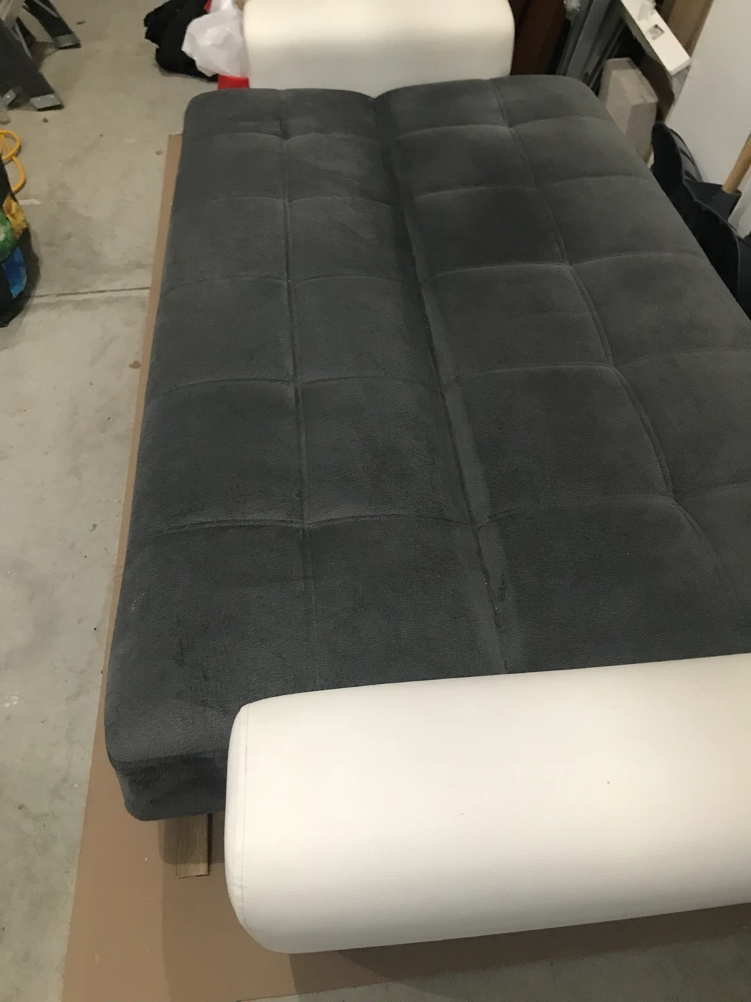 Bellona Grey Sofa Bed with White Armrests - photo 3