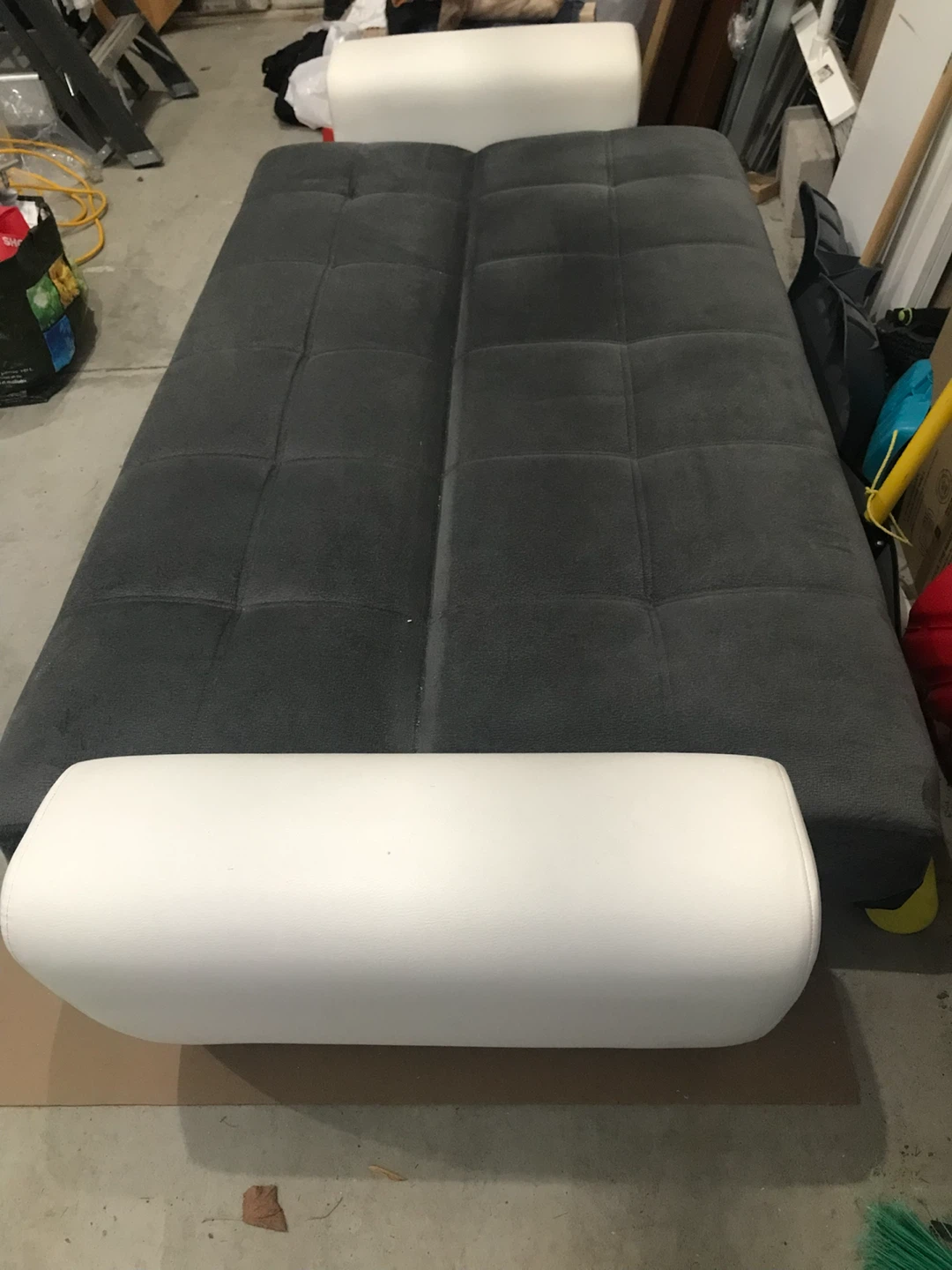 Bellona Grey Sofa Bed with White Armrests - photo 4