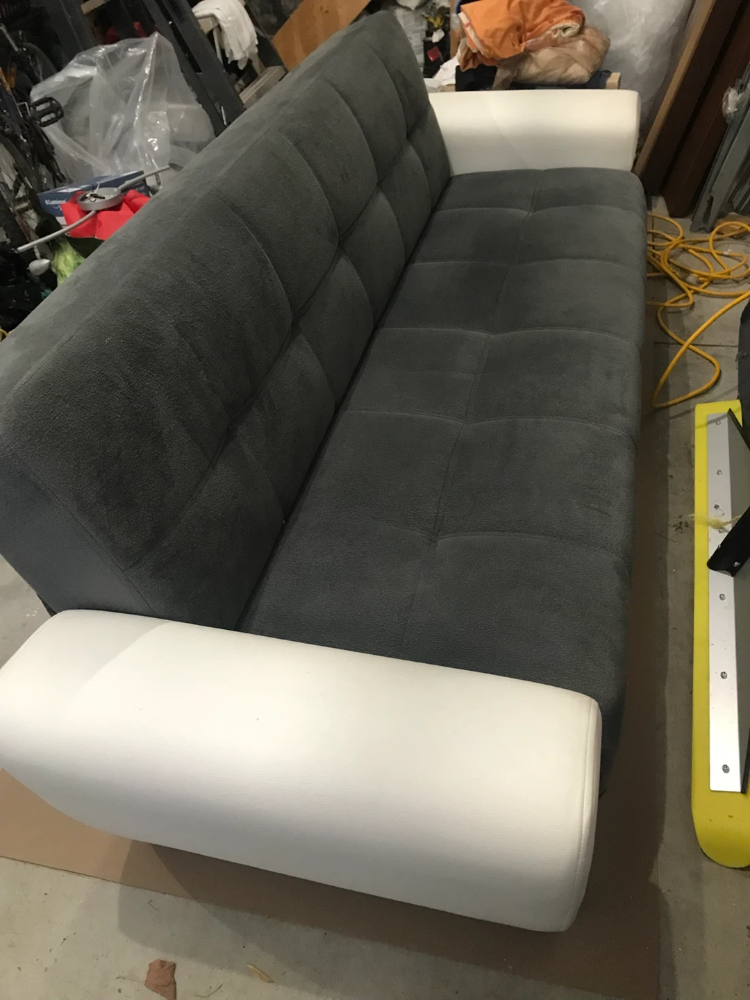 Bellona Grey Sofa Bed with White Armrests - photo 5