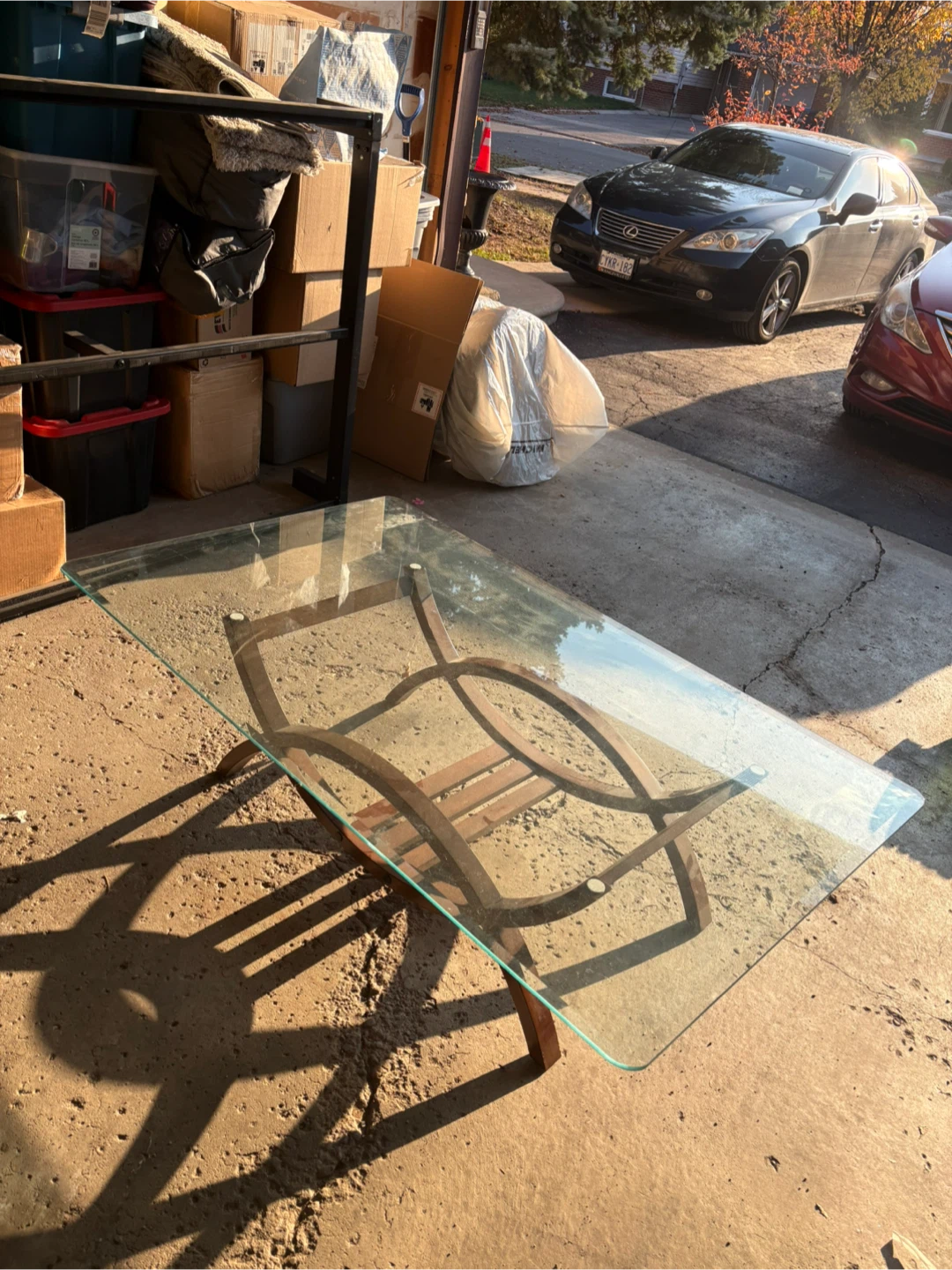 Glass Top Coffee Table with Wood Frame - photo 4