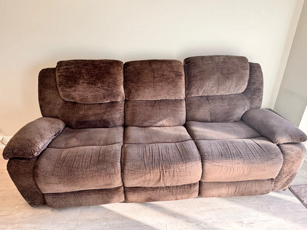 Brown Three-Seater Power Reclining Sofa