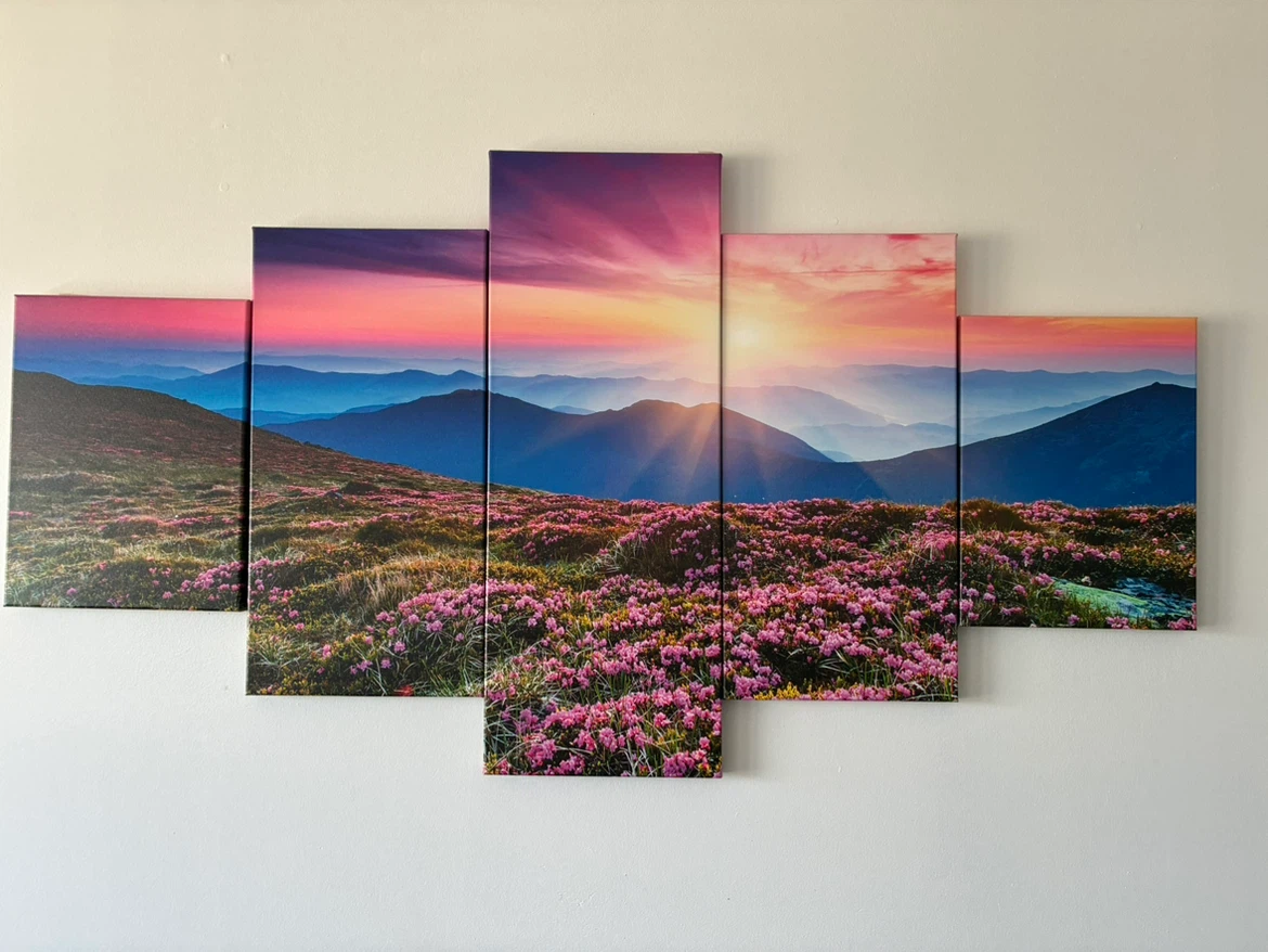 5-Piece Sunset Mountain Landscape Wall Art