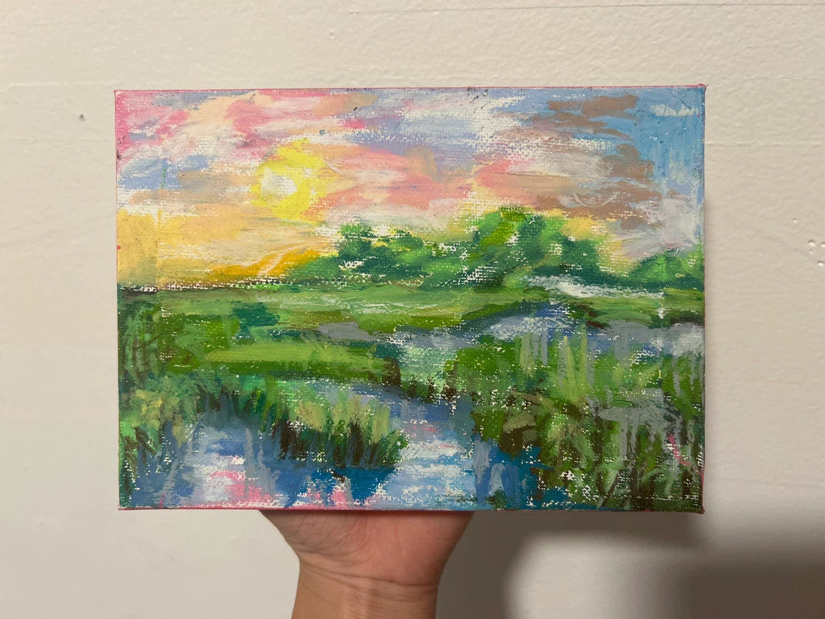 Mini landscape oil painting on canvas