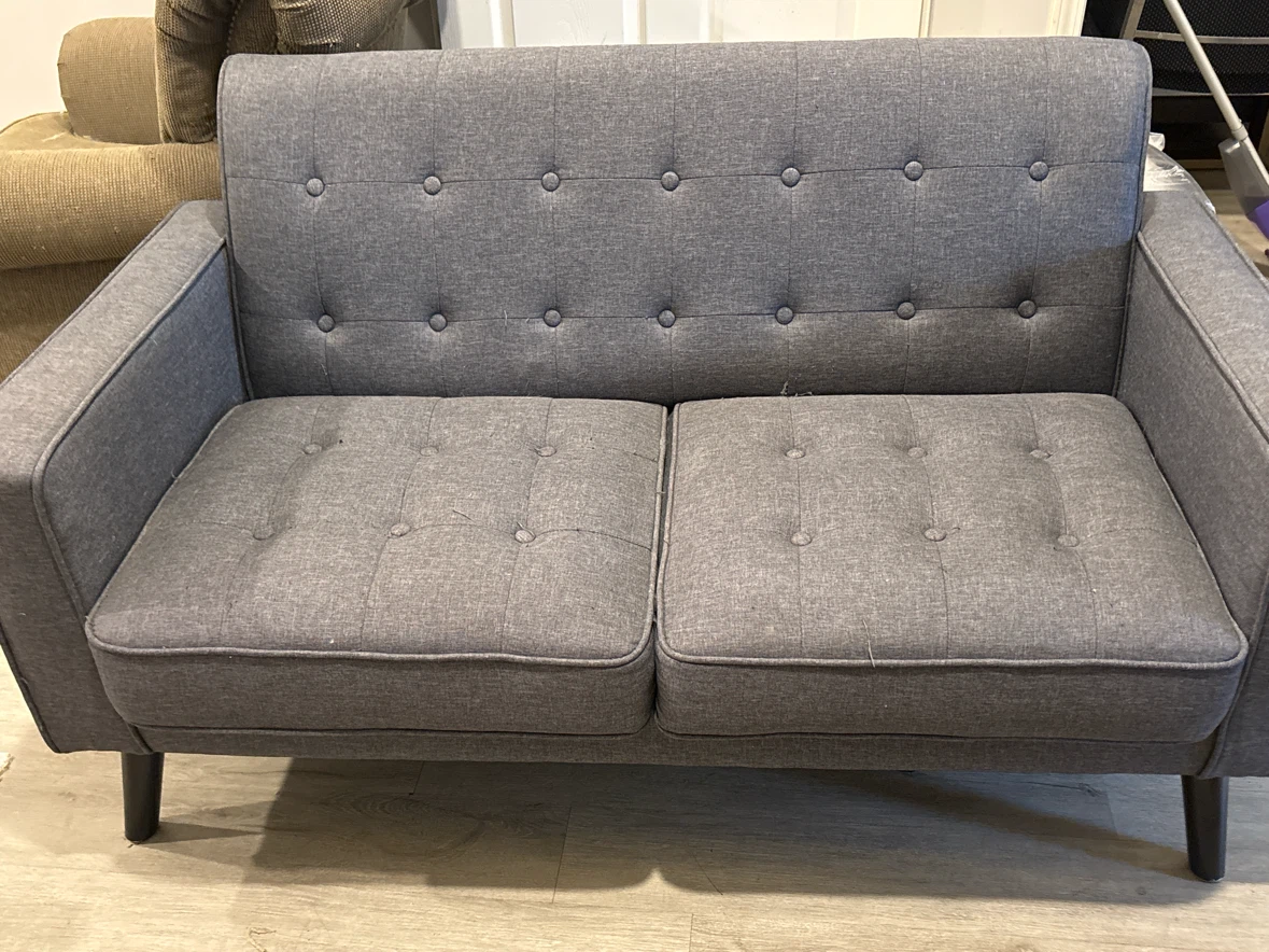 Mid-Century Modern Gray Loveseat