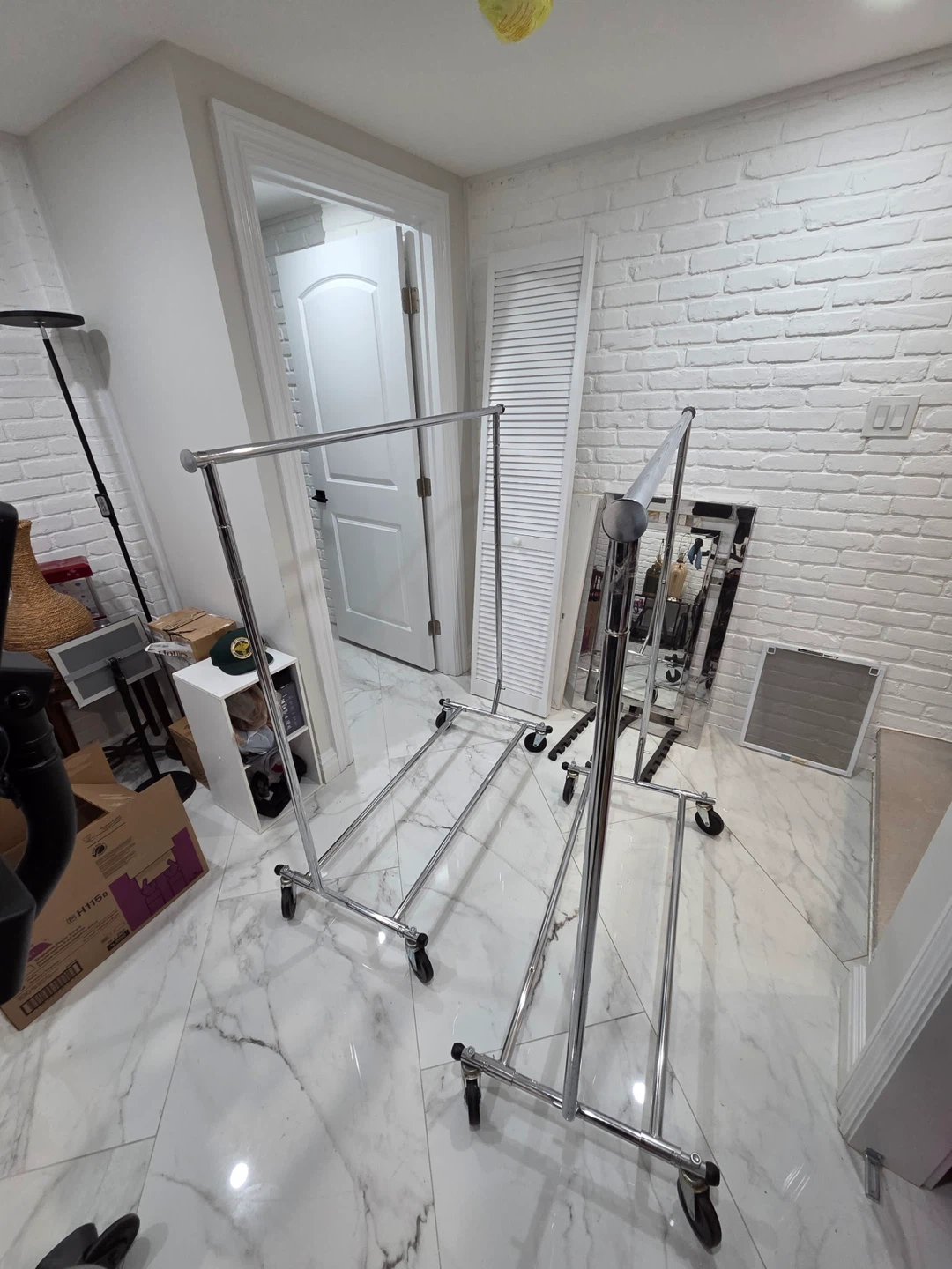 Chrome Rolling Clothing Rack