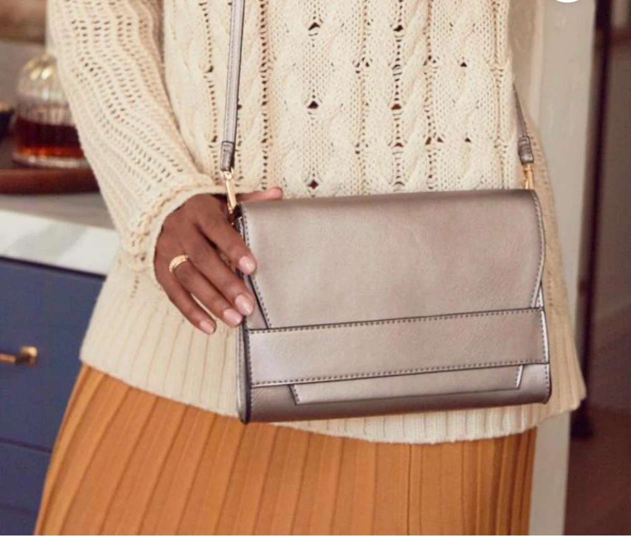Sleek metallic pewter crossbody from summer & rose.