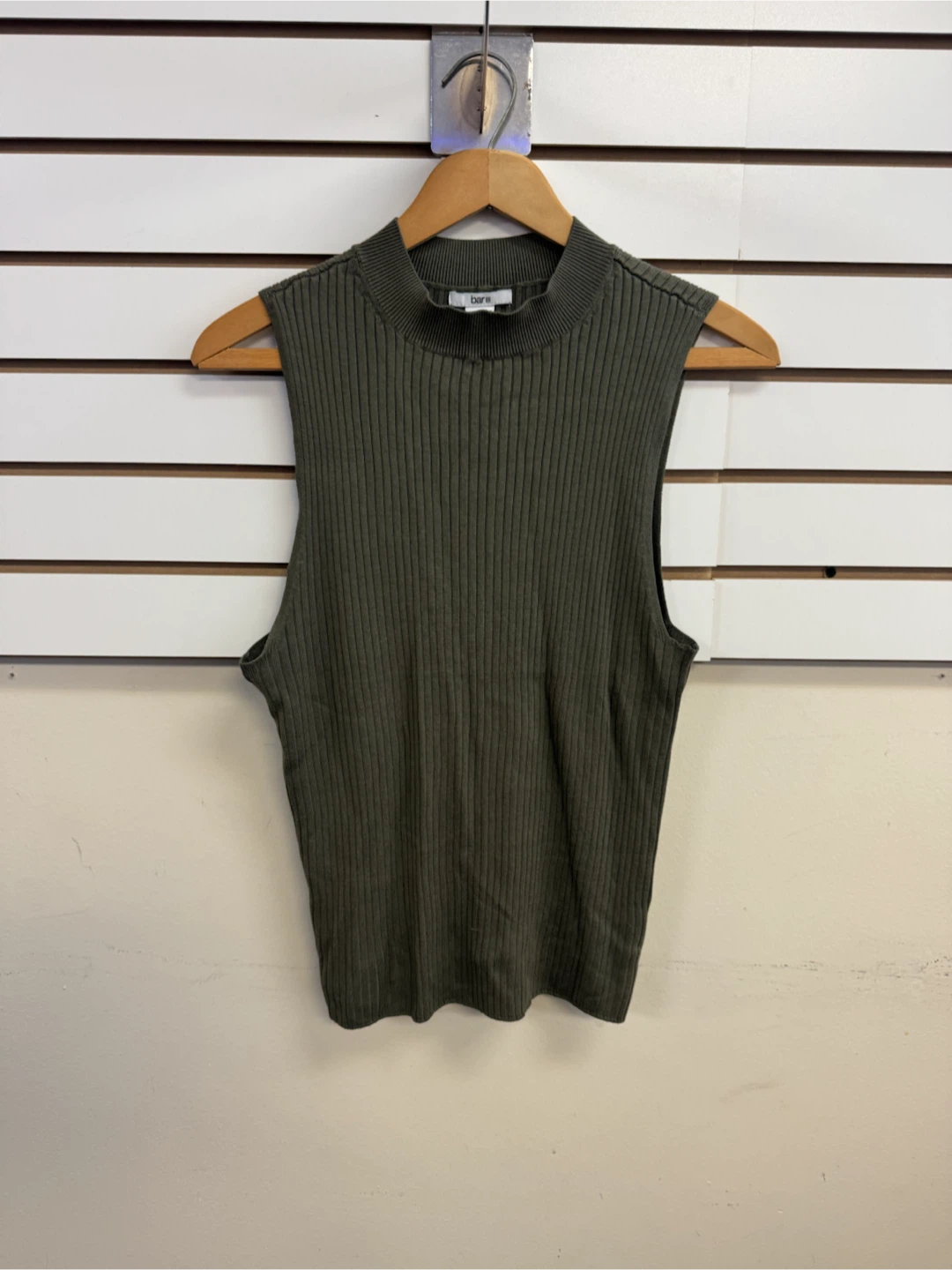 Bar III Olive Green Ribbed Mock Neck Tank Top XXL