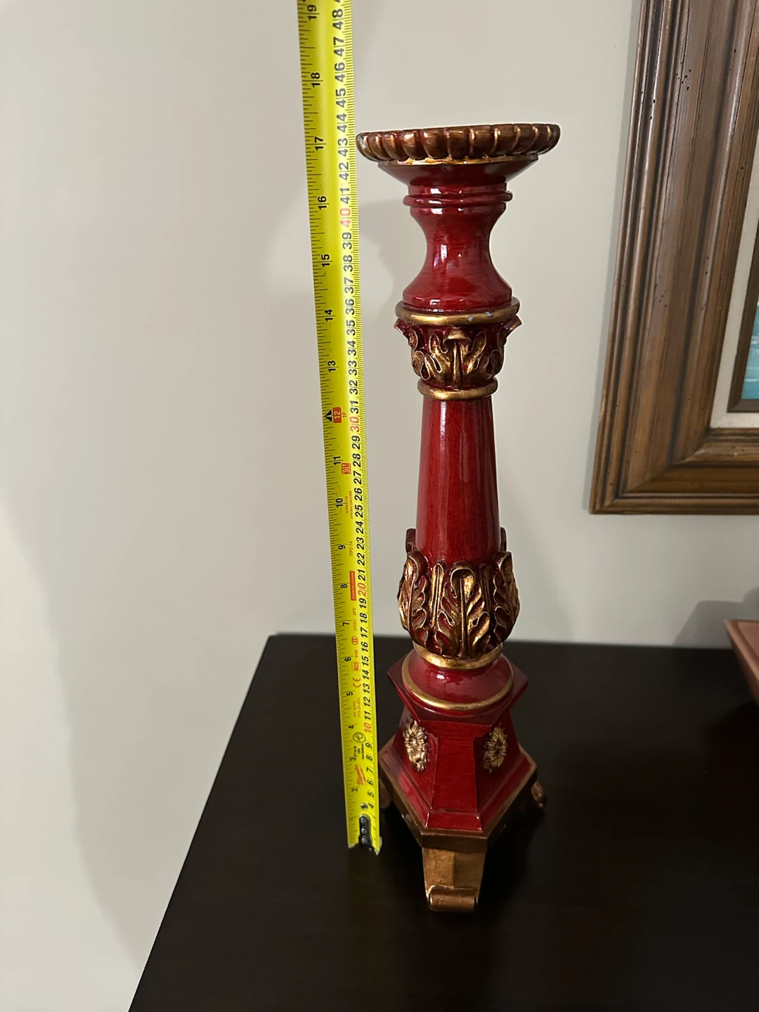 Red Accent Pillar, Vintage Figurines & Book Stack - photo 4