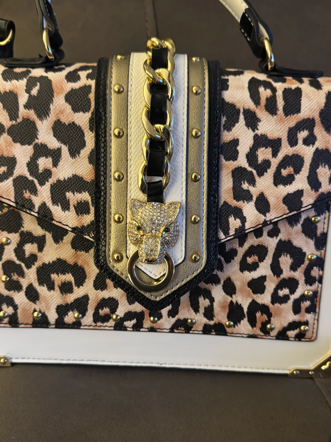 Aldo Leopard Print Top Handle Handbag