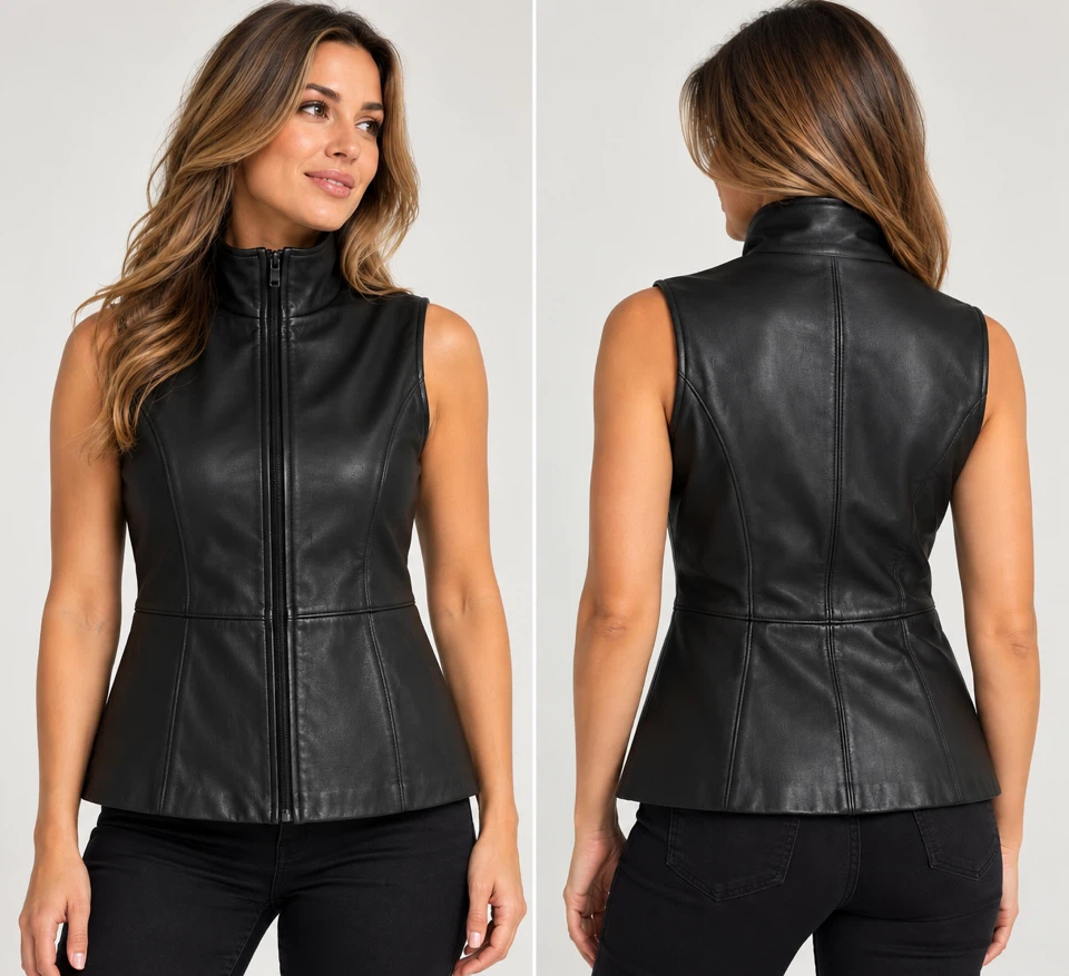 Preview Collection Genuine Leather Vest Sz Med