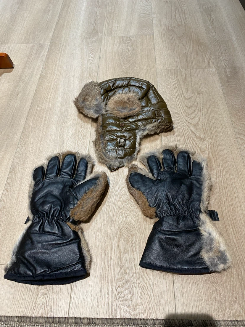Rabbit Fur Aviator Hat and Gloves Set - photo 2