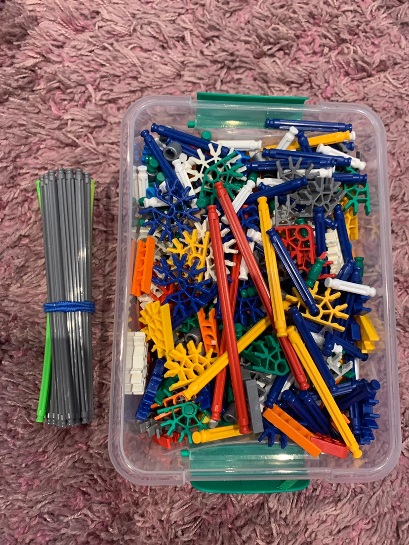 K'NEX building toy set in storage container