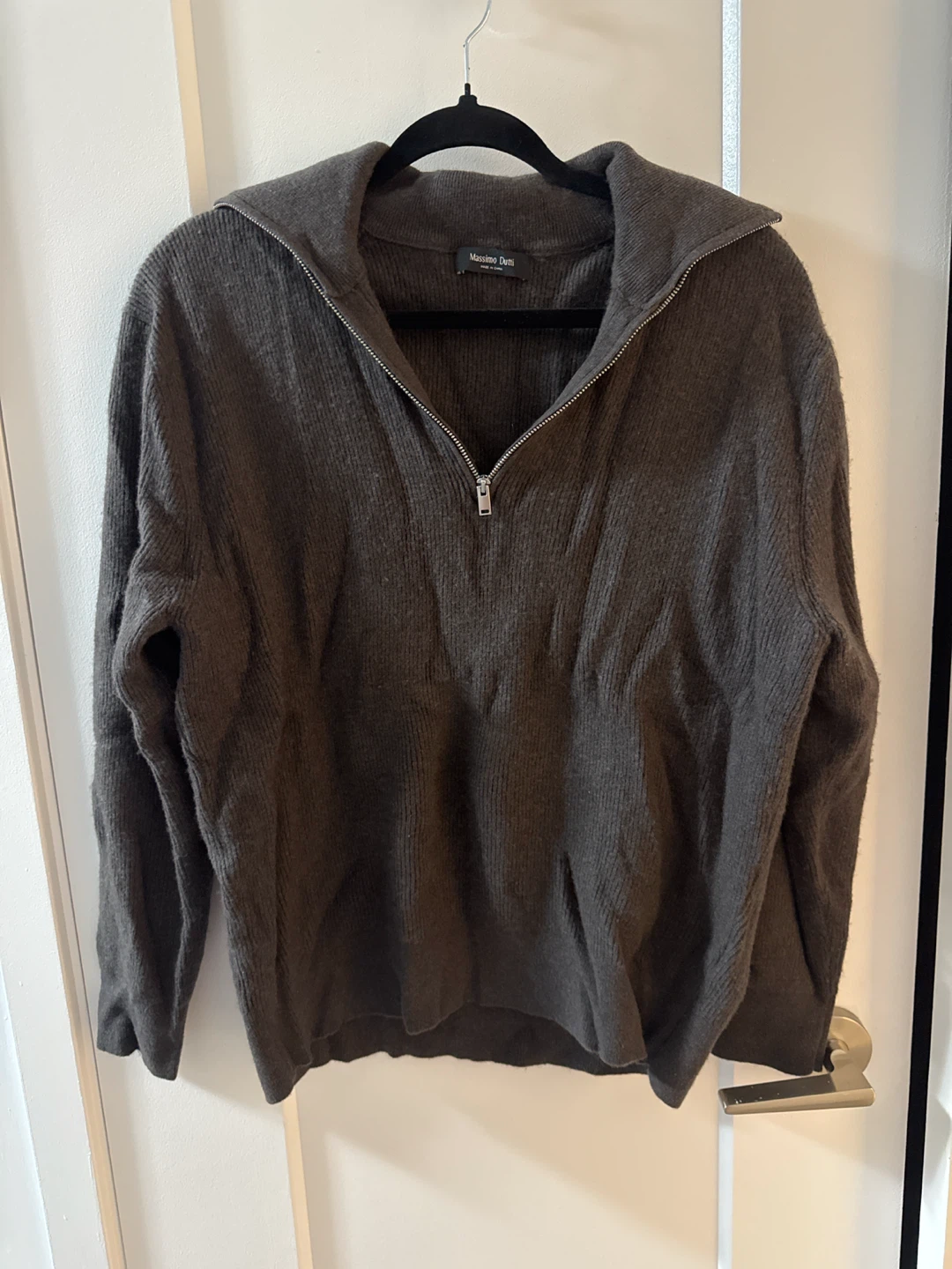 Massimo Dutti brown khaki Quarter-Zip Sweater