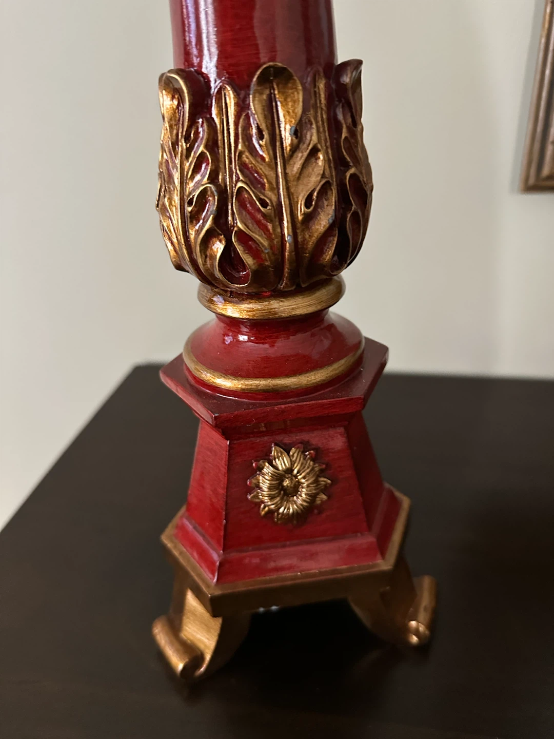 Red Accent Pillar, Vintage Figurines & Book Stack - photo 5