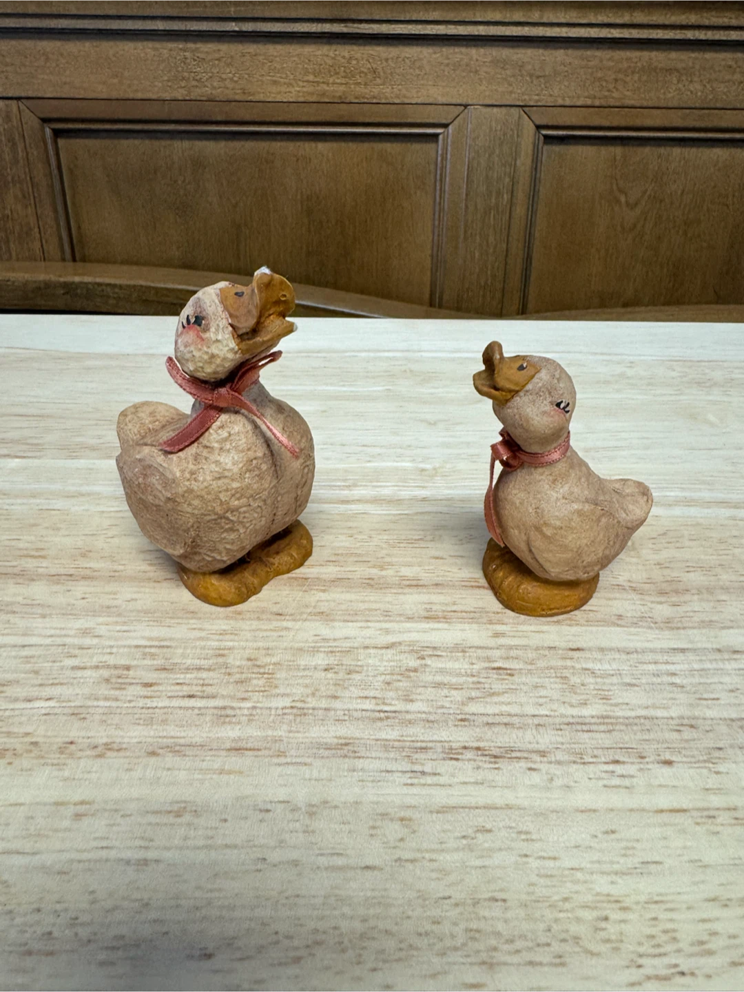 Decorative wooden duck figurines
