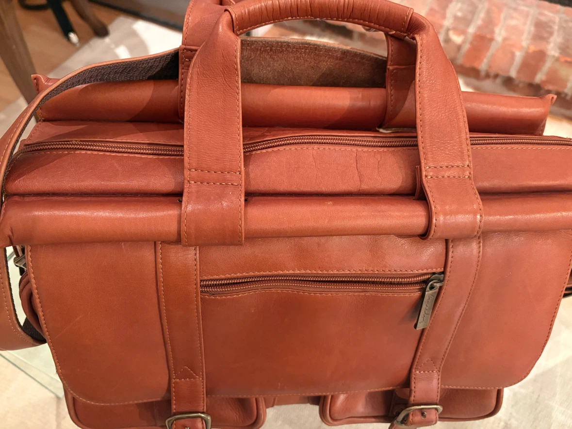 Leather Briefcase Messenger bag like new - photo 3