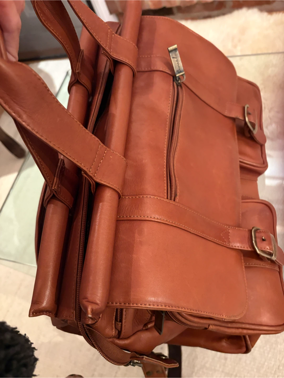Leather Briefcase Messenger bag like new - photo 5