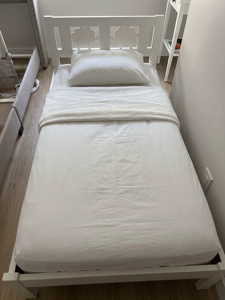 IKEA white kids twin bed with Luroy slats