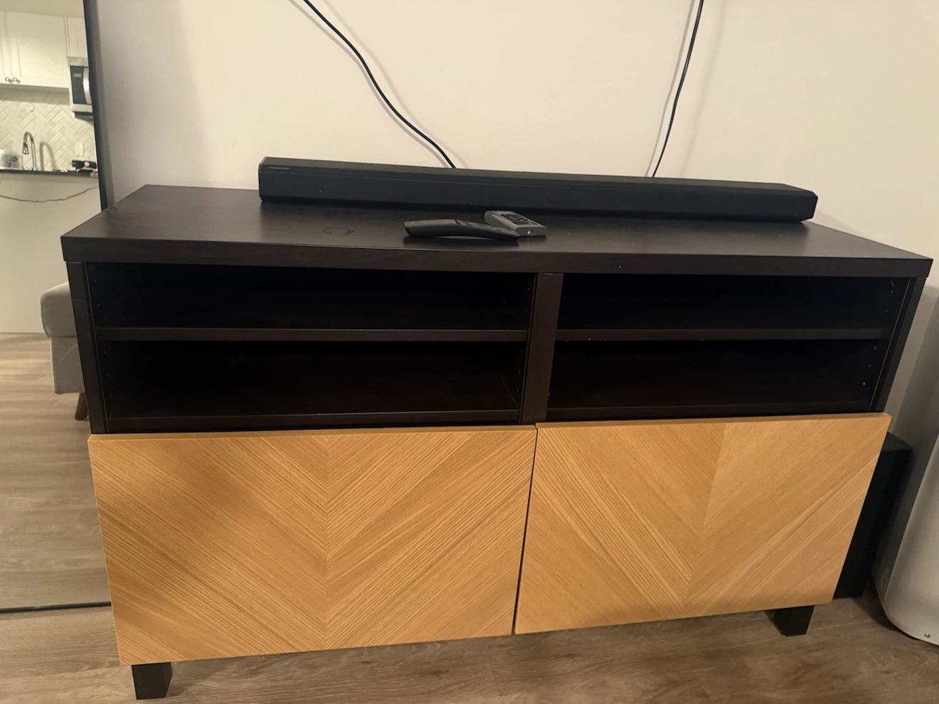 Two-Tone Media Console with Chevron Doors