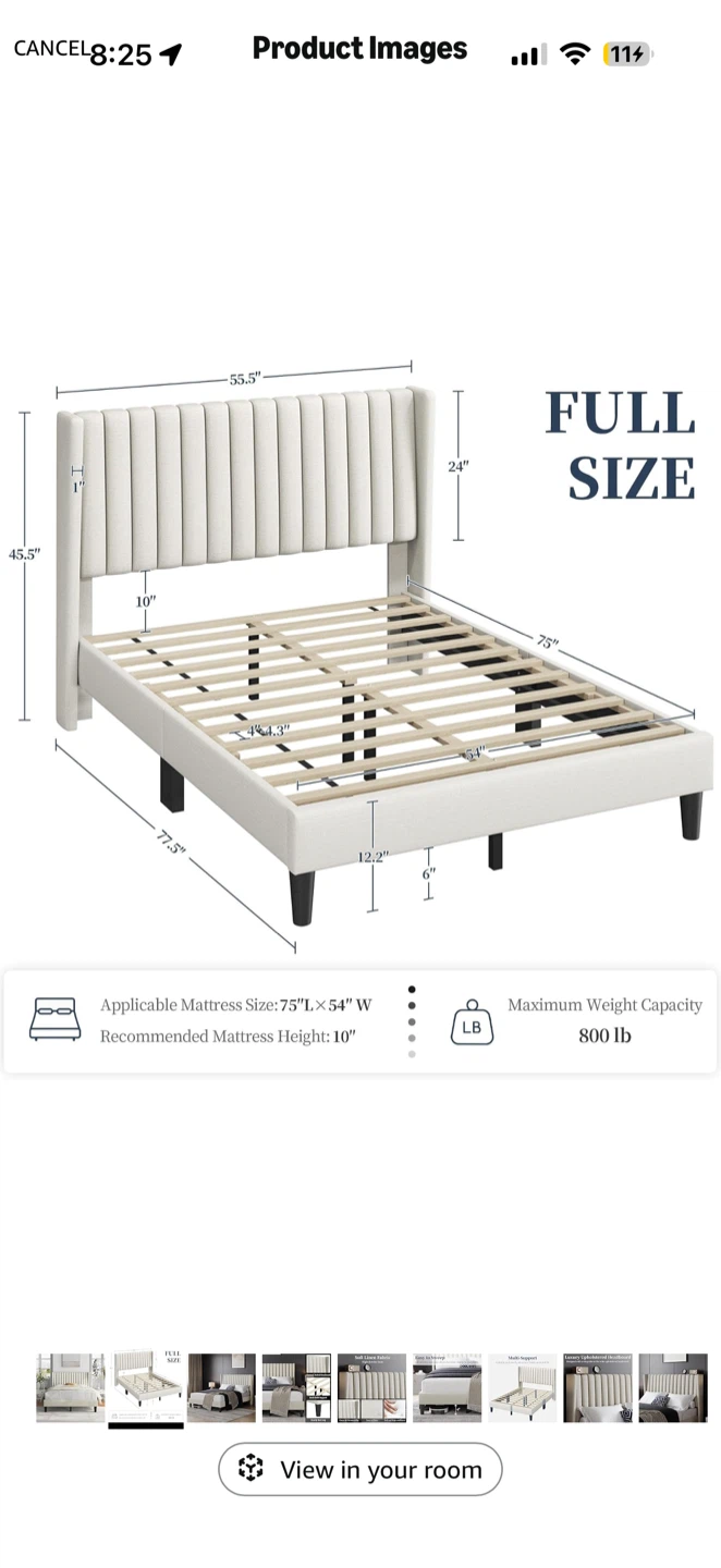 Full Size Upholstered Platform Bed Frame