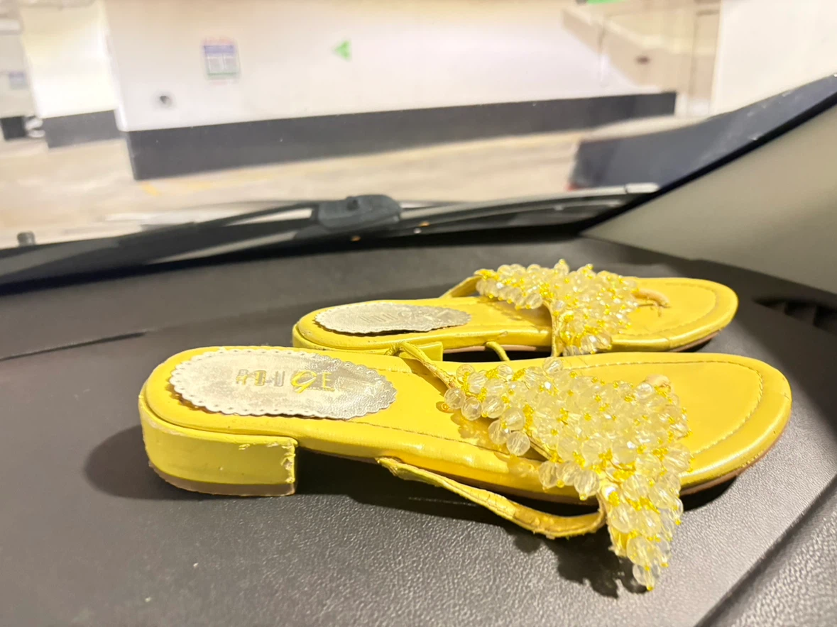 Yellow Beaded Sandals