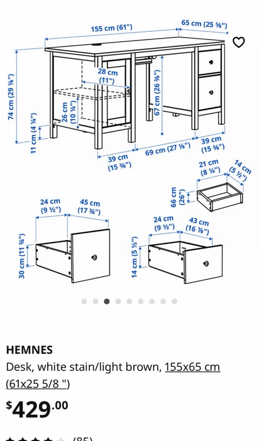 IKEA HEMNES Wooden desk - photo 3