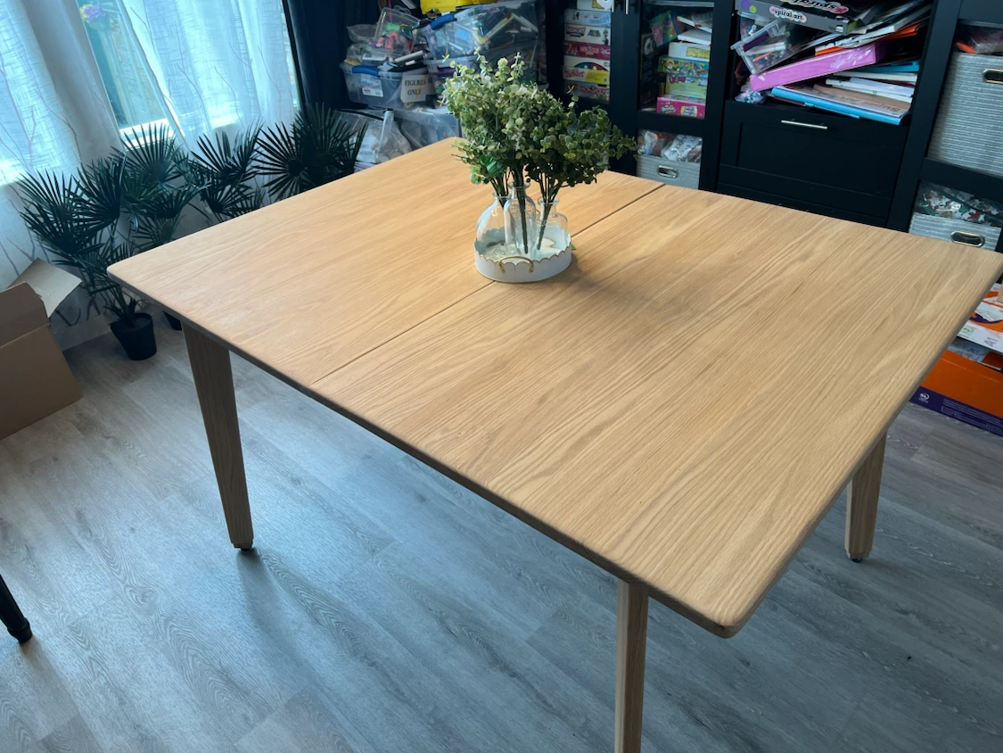 Solid oak dinning table with leaf - photo 2