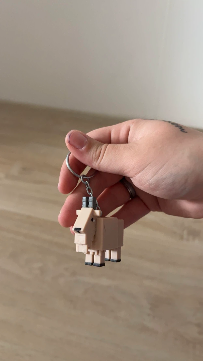 Modern Minecraft Goat Plastic Keychain