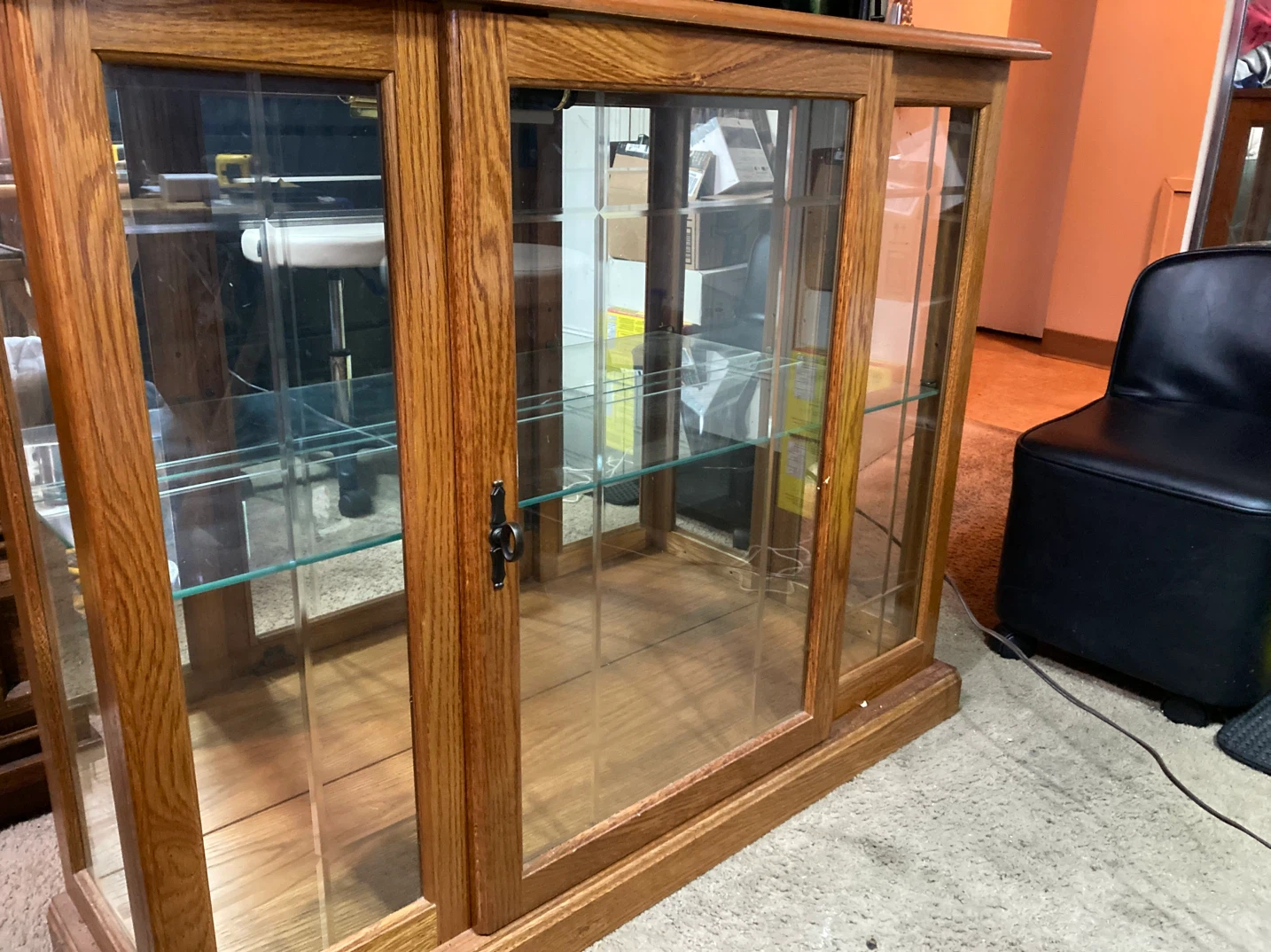Oak Display Cabinet with Internal Lighting