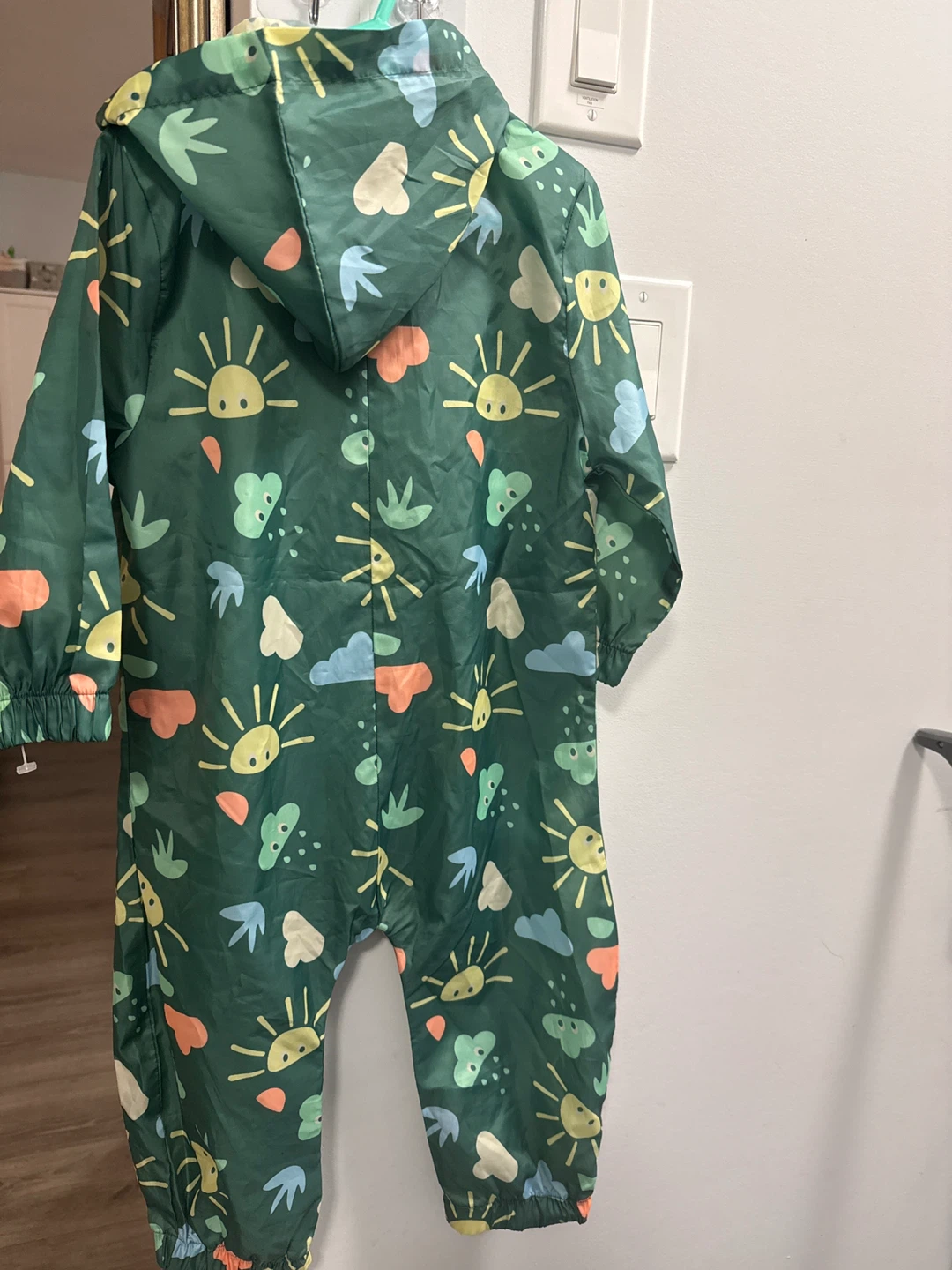 Kids Rain Suit - Green with Sun Pattern - photo 2