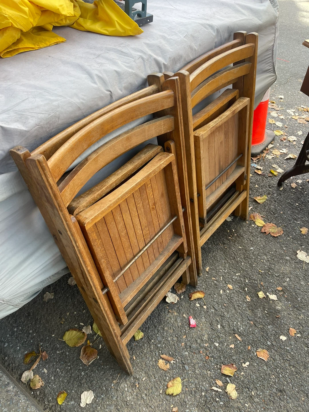 Set of 4 Wooden Folding Chairs