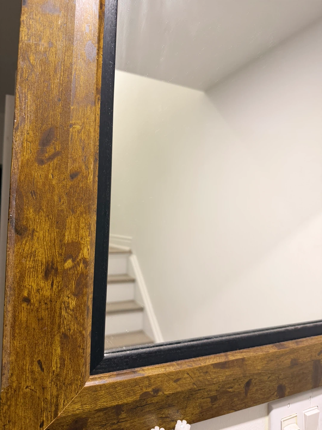 Large Wall Mirror with Wood-Tone Frame - photo 2
