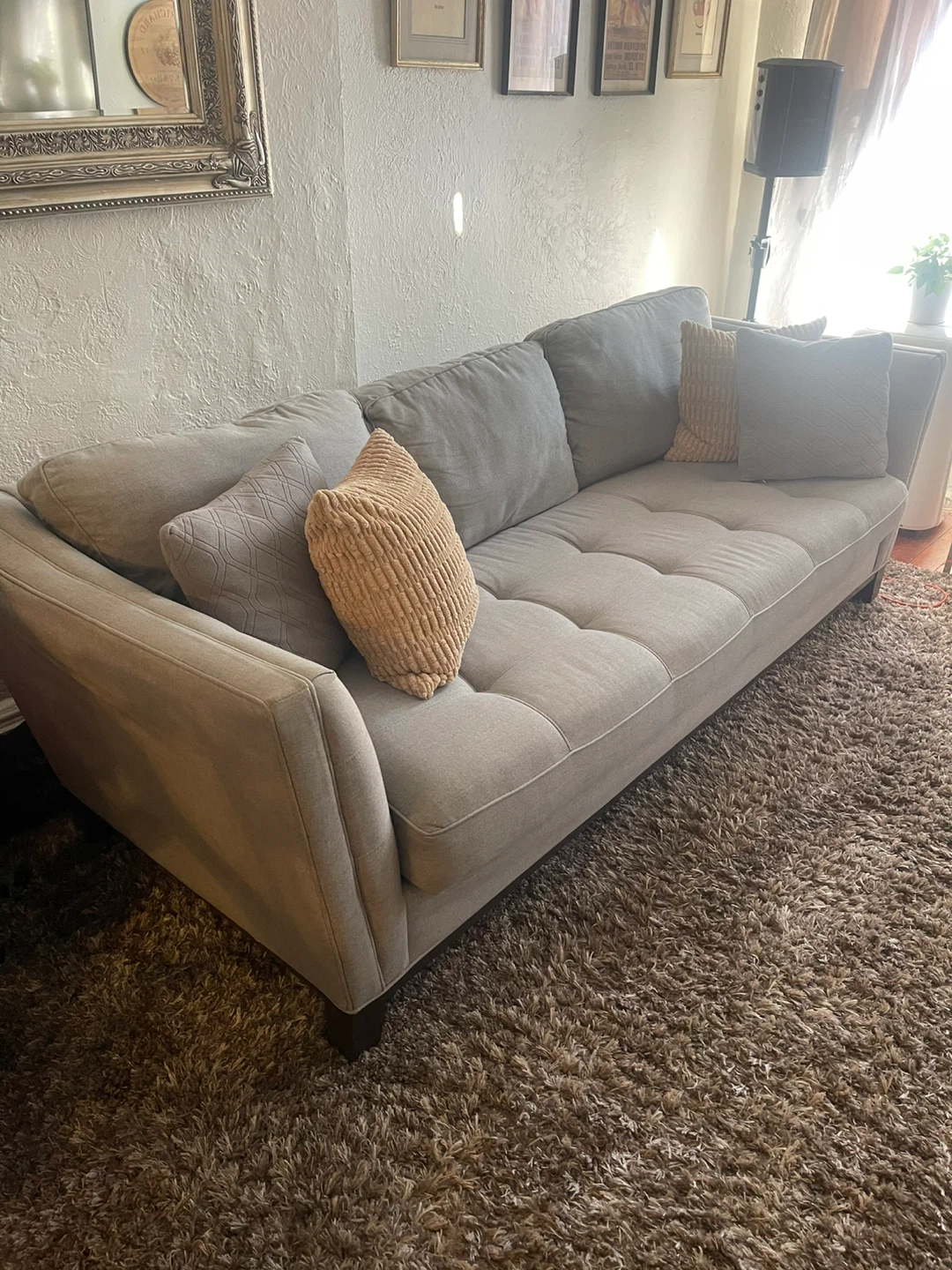 Modern Light Gray Tufted Sofa