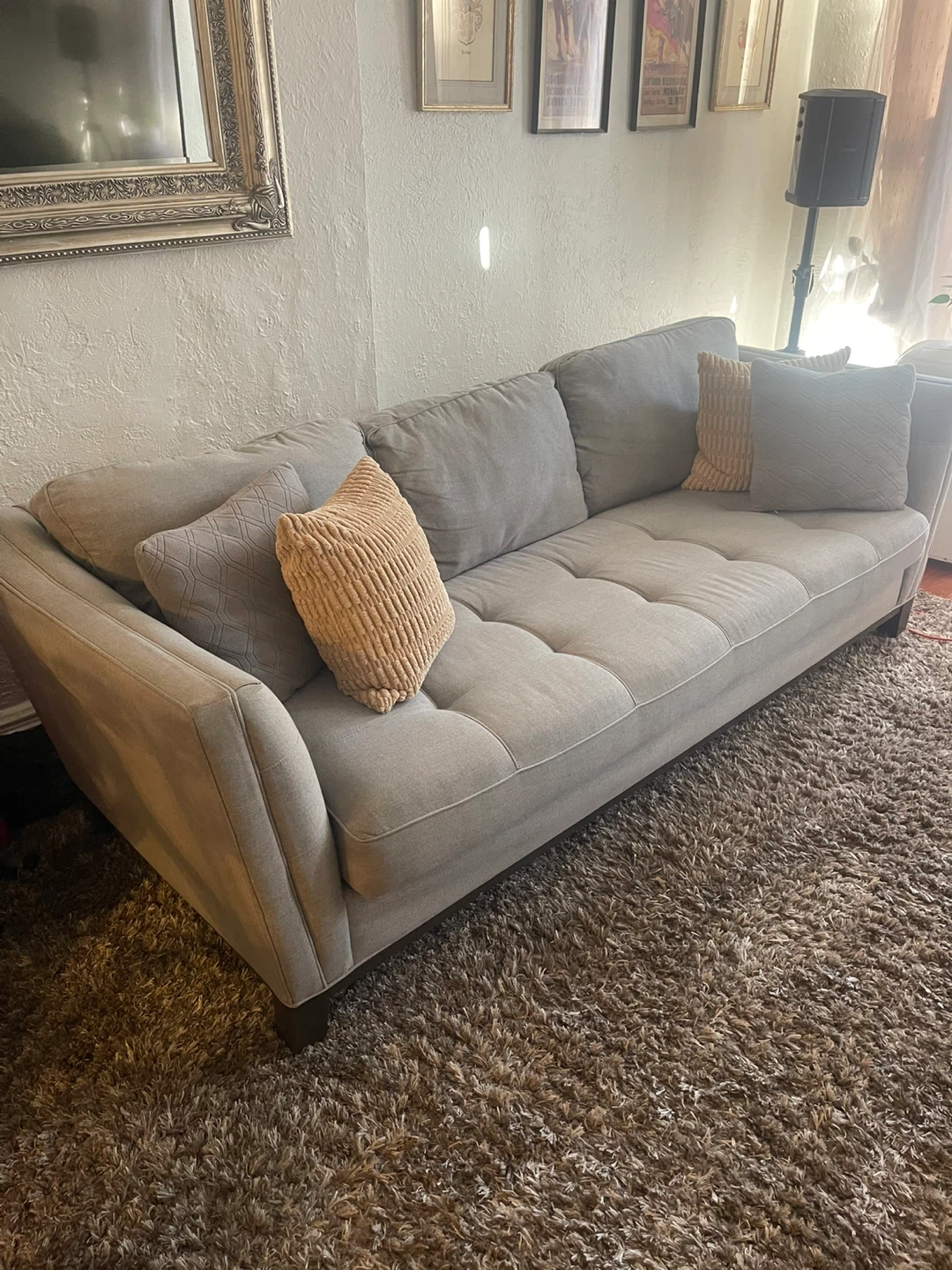Modern Light Gray Tufted Sofa - photo 2