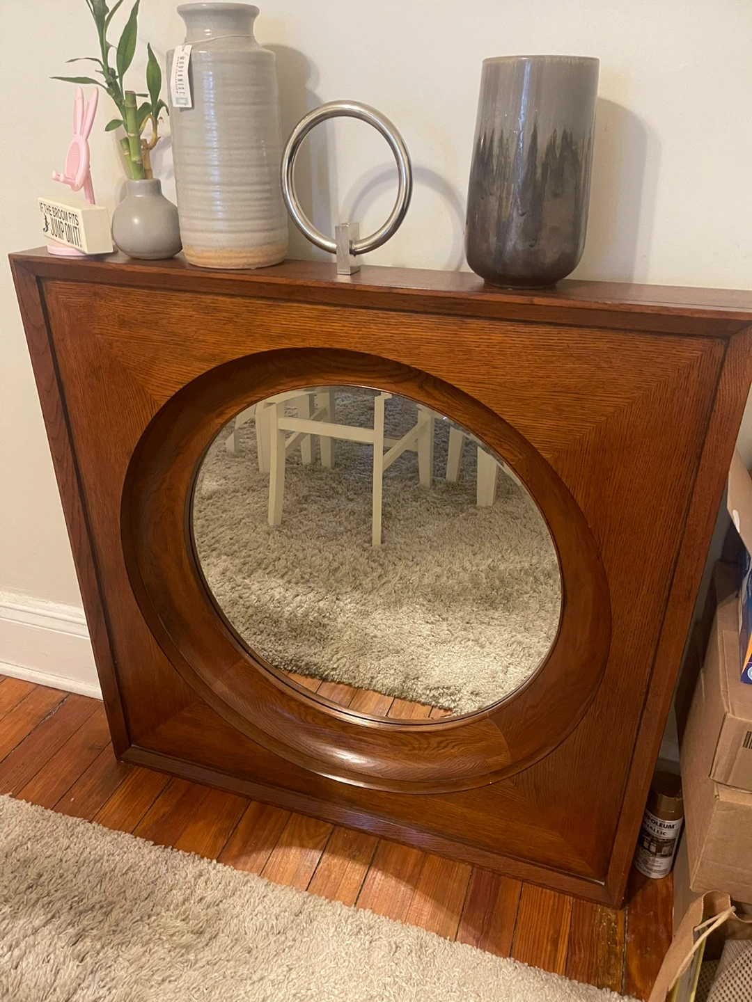 Square Wood Framed Wall Mirror - photo 2