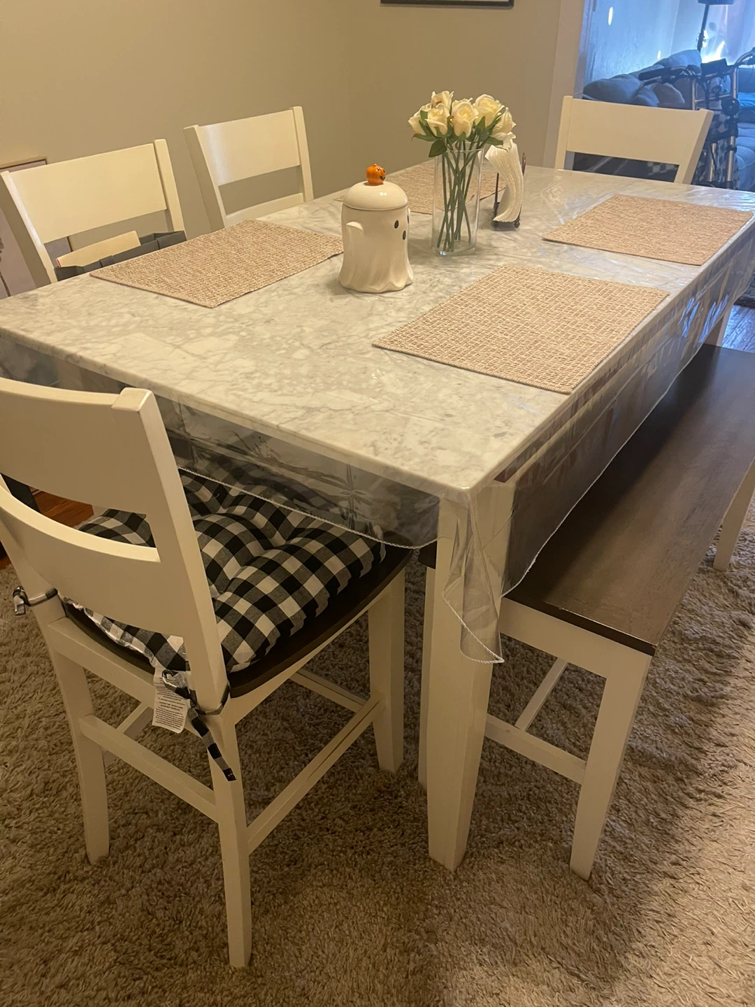 Dining table set with chairs and bench - photo 4