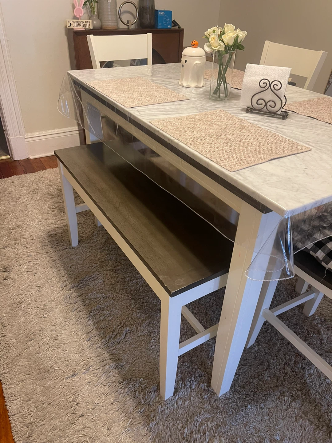 Dining table set with chairs and bench - photo 5