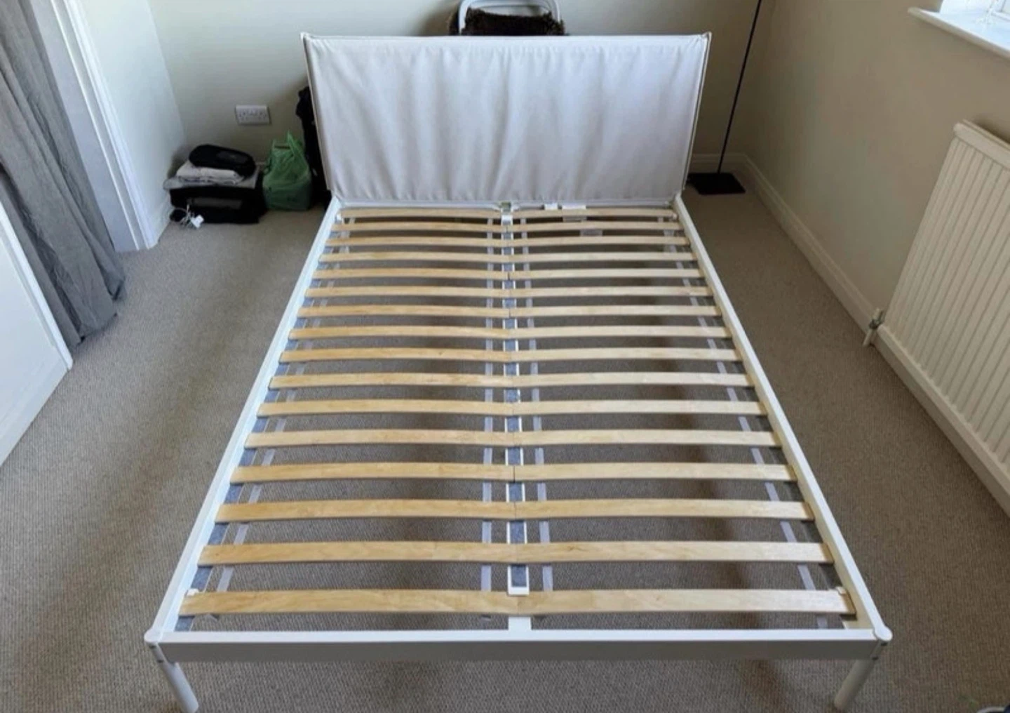 IKEA Queen bed frame with cloth headboard - photo 2