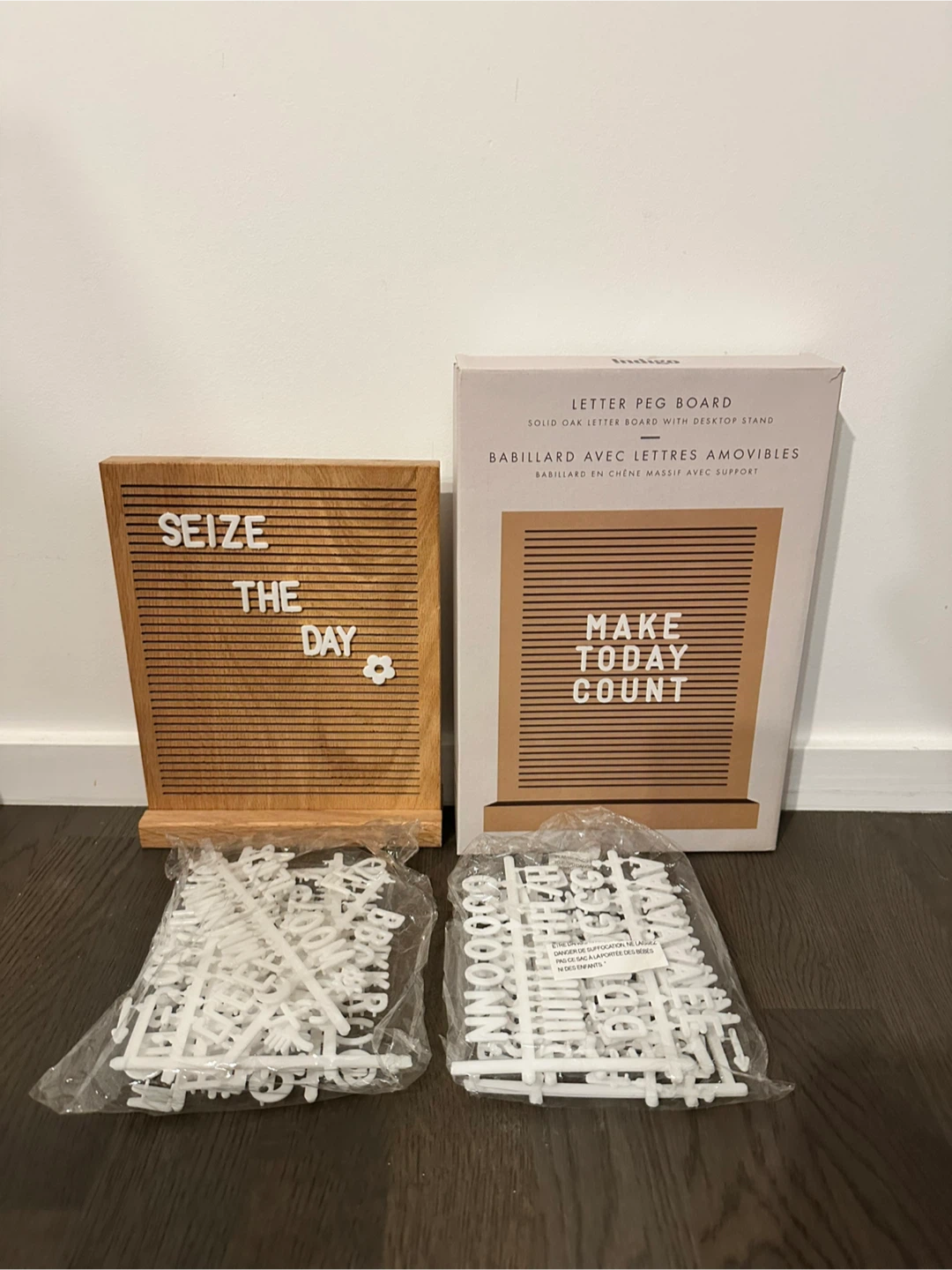 Indigo Solid Oak Letter Peg Board