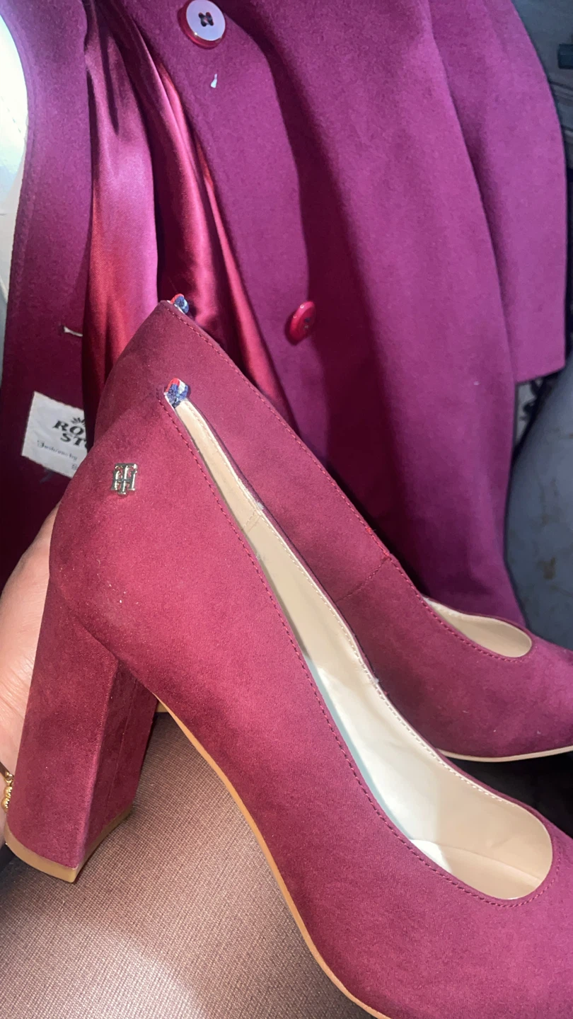 Tommy Hilfiger Maroon Block Heel Pumps