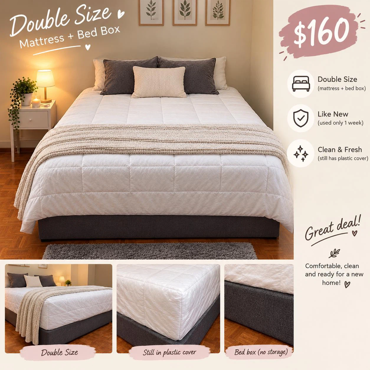Double Size Mattress and Bed Box