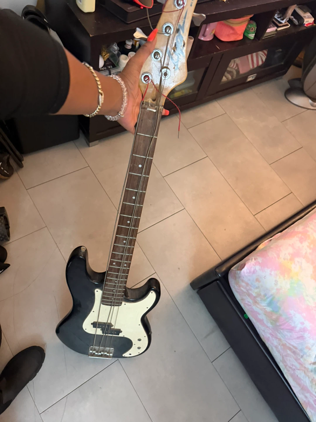 Black Electric Bass Guitar