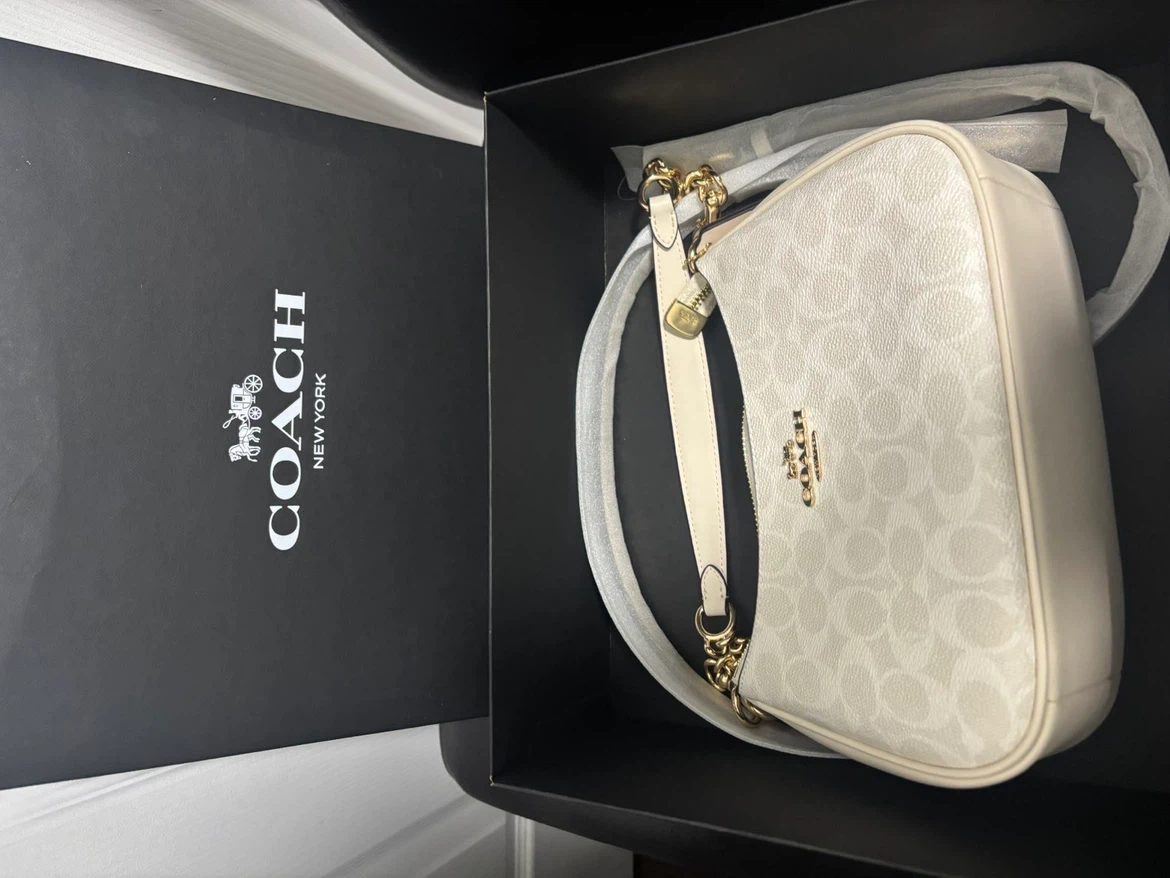 COACH Teri Shoulder Bag in Signature Canvas (Gold/White/Chalk) - photo 2