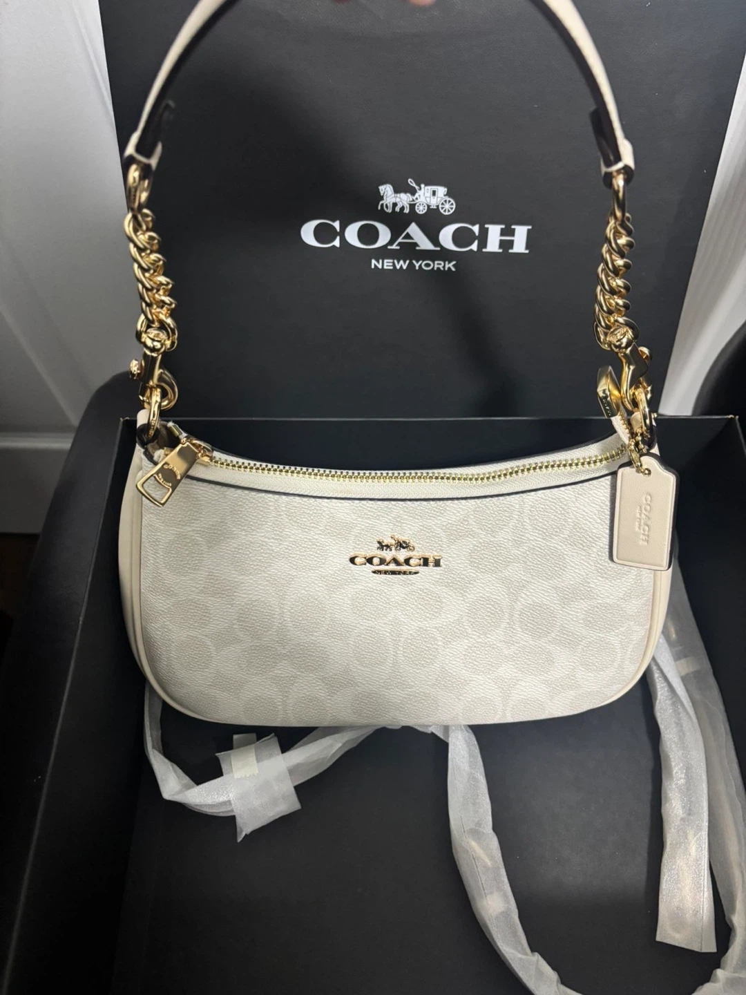 COACH Teri Shoulder Bag in Signature Canvas (Gold/White/Chalk) - photo 3