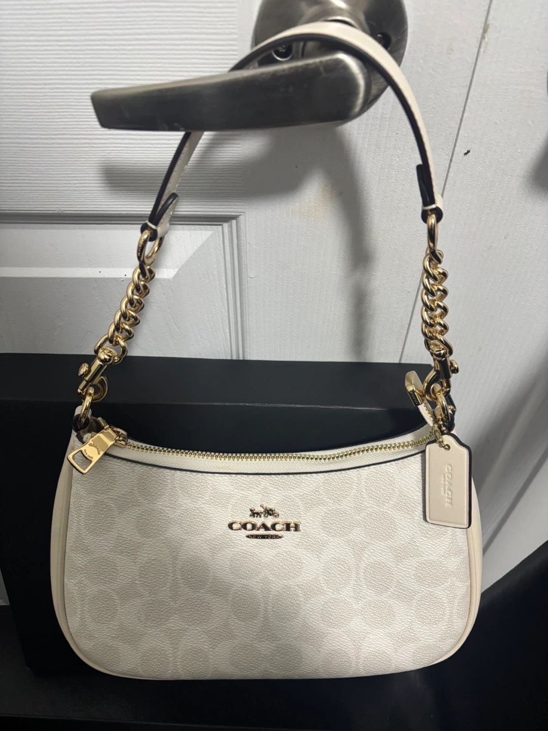 COACH Teri Shoulder Bag in Signature Canvas (Gold/White/Chalk) - photo 4